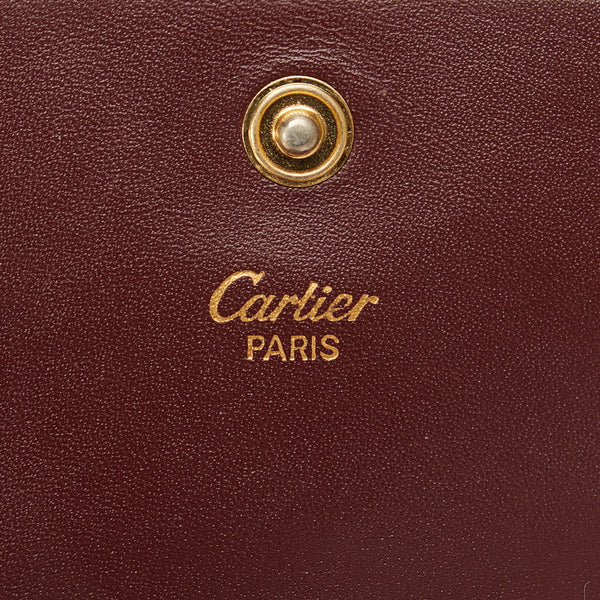 カルティエ マストライン コインケース ワインレッド レザー レディース CARTIER 【中古】