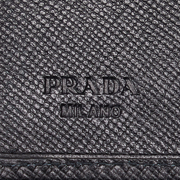 プラダ サフィアーノ 二つ折り財布 ブラック レザー レディース PRADA 【中古】