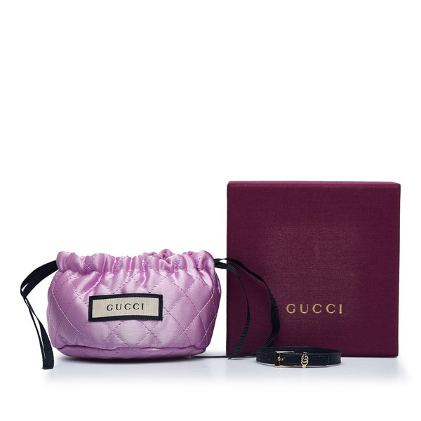 グッチ ダブルG ブレスレット ブラック ゴールド レザー レディース GUCCI 【中古】