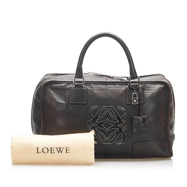 ロエベ アナグラム ブラウン レザー ハンドバッグ レディース LOEWE 中古