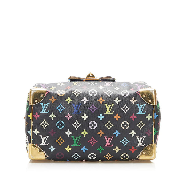 ルイ ヴィトン モノグラム マルチカラー  スピーディ30 M92642 ブラック PVC レザー ハンドバッグ レディース LOUIS VUITTON 中古