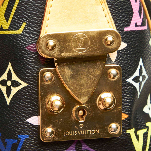 ルイ ヴィトン モノグラム マルチカラー  スピーディ30 M92642 ブラック PVC レザー ハンドバッグ レディース LOUIS VUITTON 中古