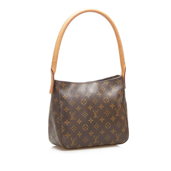 ルイ ヴィトン モノグラム ルーピング MM M51146 ブラウン PVC レザー 肩掛け ショルダーバッグ レディース LOUIS VUITTON 中古