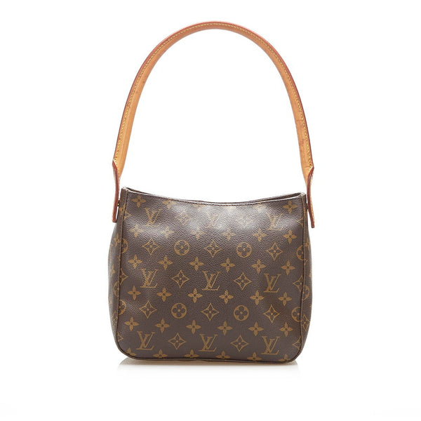 ルイ ヴィトン モノグラム ルーピング MM M51146 ブラウン PVC レザー 肩掛け ショルダーバッグ レディース LOUIS VUITTON 中古