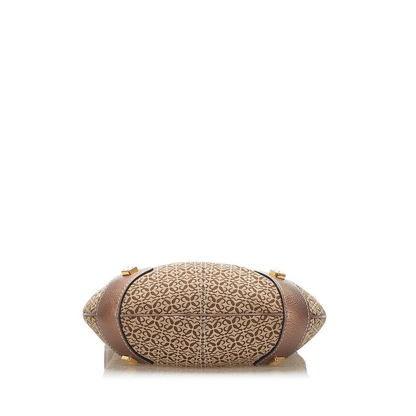 ロエベ アナグラム ブラウン キャンバス レザー ハンドバッグ レディース LOEWE 【中古】