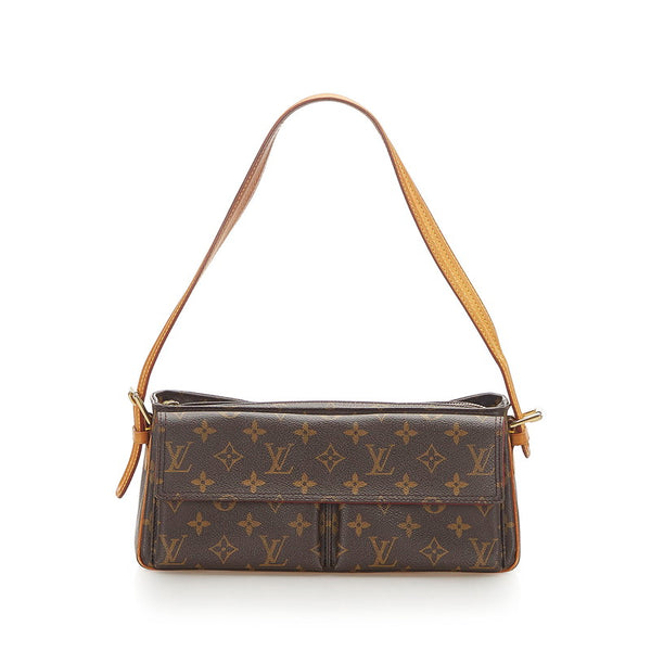 ルイ ヴィトン モノグラム ヴィバシテMM  M51164 ブラウン PVC レザー ショルダーバッグ レディース LOUIS VUITTON 中古