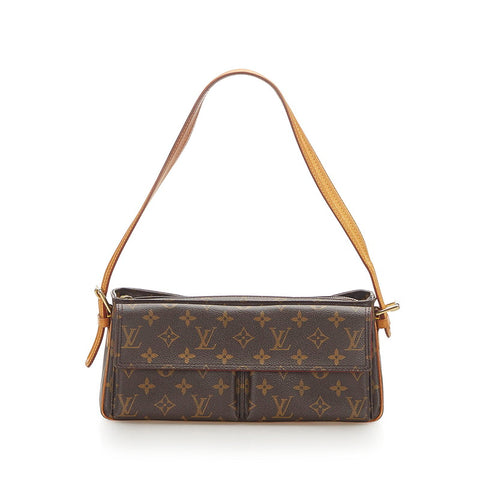 ルイ ヴィトン モノグラム ヴィバシテMM  M51164 ブラウン PVC レザー ショルダーバッグ レディース LOUIS VUITTON 中古