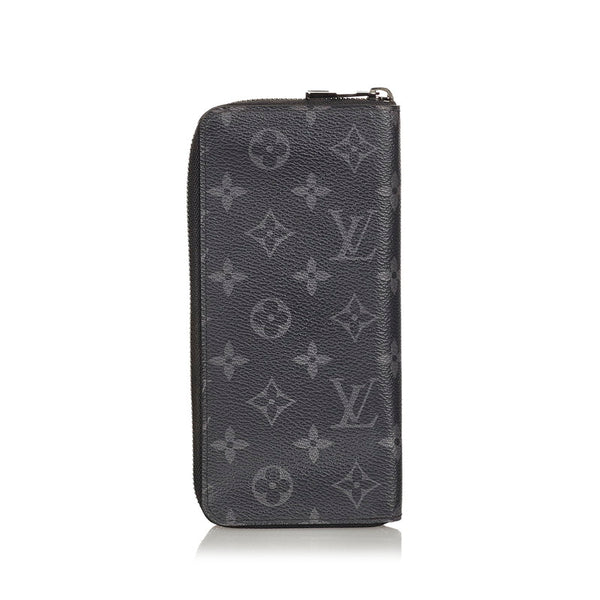 ルイ ヴィトン モノグラムエクリプス ヴェルティカル M62295 ブラック レザー PVC 長財布 メンズ LOUIS VUITTON 【中古】