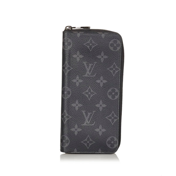 ルイ ヴィトン モノグラムエクリプス ヴェルティカル M62295 ブラック レザー PVC 長財布 メンズ LOUIS VUITTON 【中古】