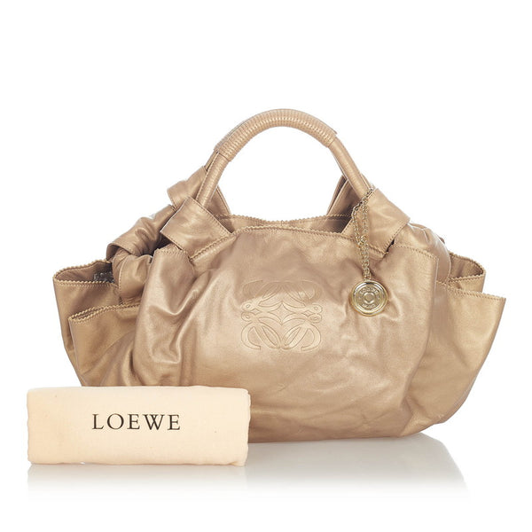 ロエベ アナグラム ナッパアイレ ゴールド レザー ハンドバッグ レディース LOEWE 【中古】