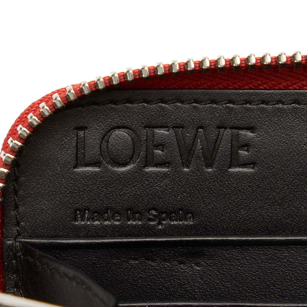 ロエベ アナグラム レッド レザー ラウンドファスナー 長財布 レディース LOEWE 【中古】