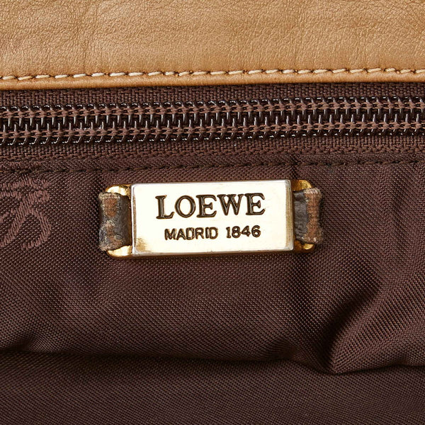 ロエベ アナグラム ベージュ レザー ショルダーバッグ レディース LOEWE 【中古】