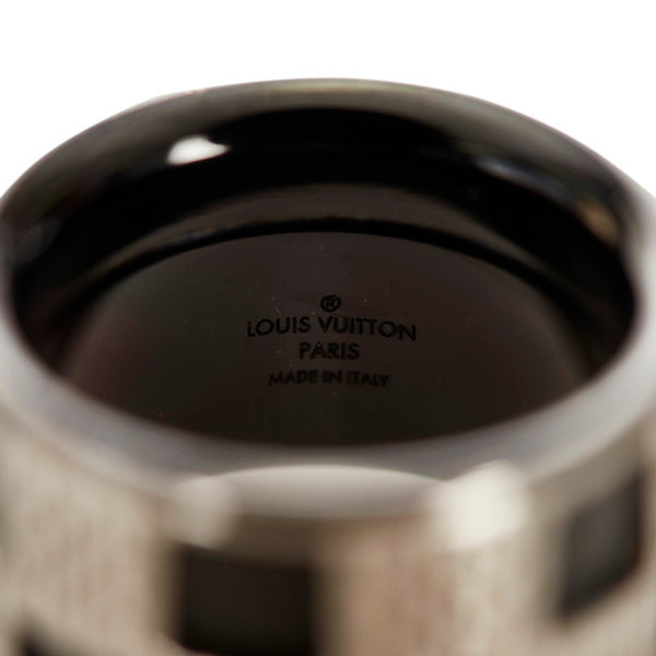 ルイ ヴィトン Ｍ64241 ブラック シルバー メタル バーグ ダミエパーフォレ リング L リング 指輪 メンズ LOUIS VUITTON 20号 【中古】