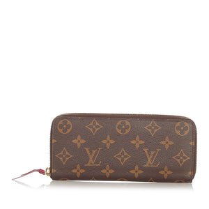 ルイ ヴィトン モノグラム ポルトフォイユ・クレマンス M60742 ブラウン レザー PVC 長財布 レディース LOUIS VUITTON 【中古】