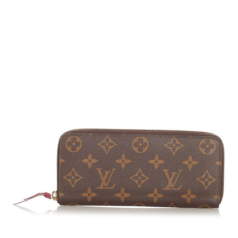 ルイ ヴィトン モノグラム ポルトフォイユ・クレマンス M60742 ブラウン レザー PVC 長財布 レディース LOUIS VUITTON 【中古】