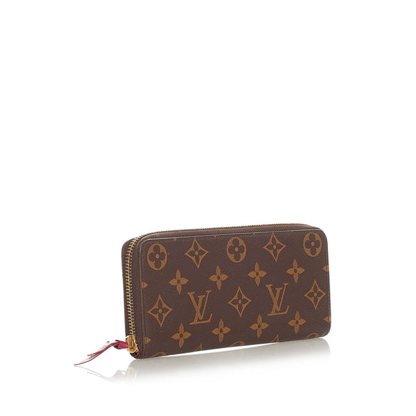 ルイ ヴィトン モノグラム ポルトフォイユ・クレマンス M60742 ブラウン レザー PVC 長財布 レディース LOUIS VUITTON 【中古】