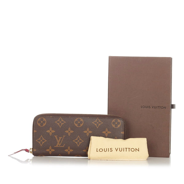 ルイ ヴィトン モノグラム ポルトフォイユ・クレマンス M60742 ブラウン レザー PVC 長財布 レディース LOUIS VUITTON 【中古】