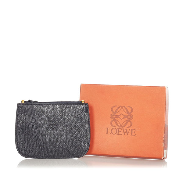 ロエベ アナグラム ネイビー レザー コインケース レディース LOEWE 【中古】