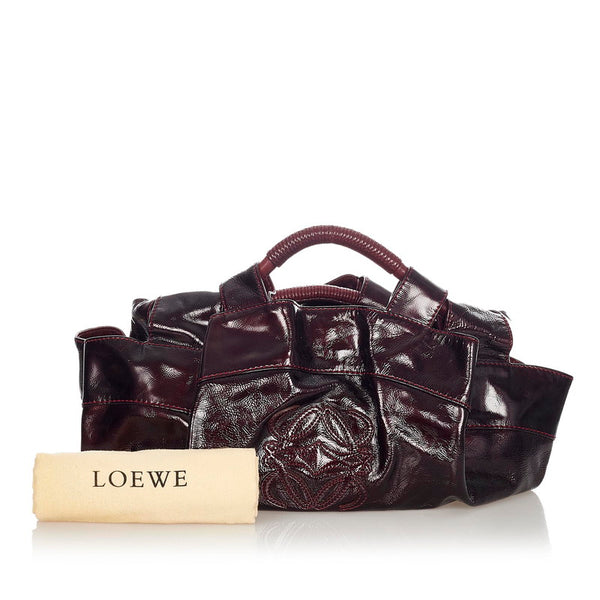 ロエベ アナグラム ナッパアイレ ボルドー パテントレザー ハンドバッグ レディース LOEWE 【中古】