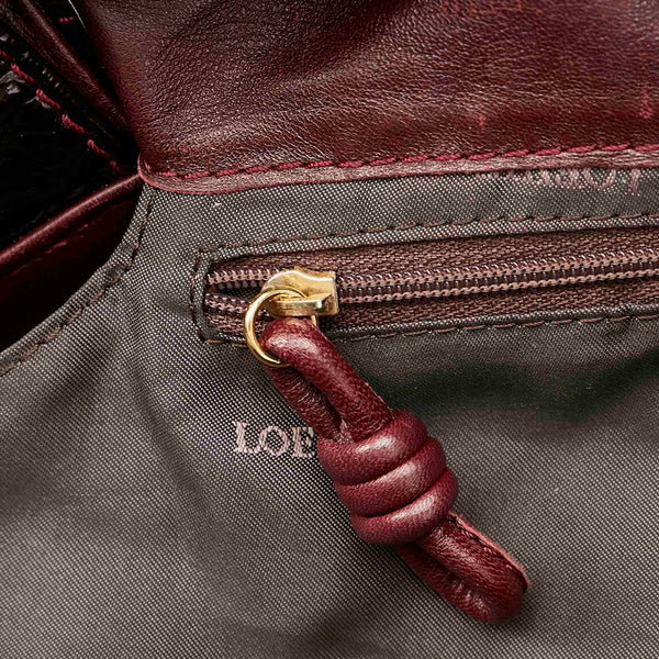 ロエベ アナグラム ナッパアイレ ボルドー パテントレザー ハンドバッグ レディース LOEWE 【中古】