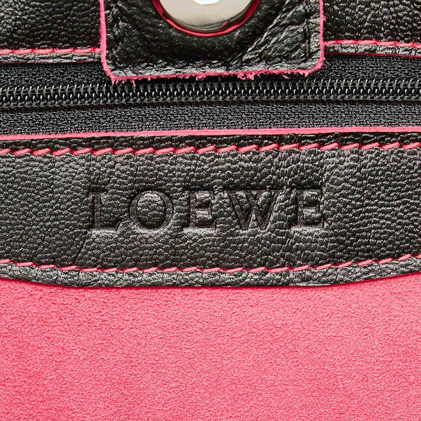 ロエベ アナグラム ブラック ピンク レザー ハンドバッグ レディース LOEWE 【中古】