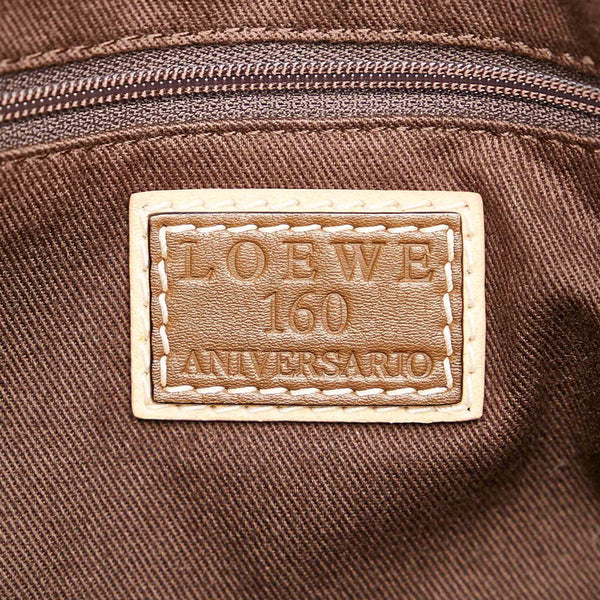 ロエベ 160周年限定モデル アイボリー ブラウン キャンバス スウェード ショルダーバッグ レディース LOEWE 【中古】