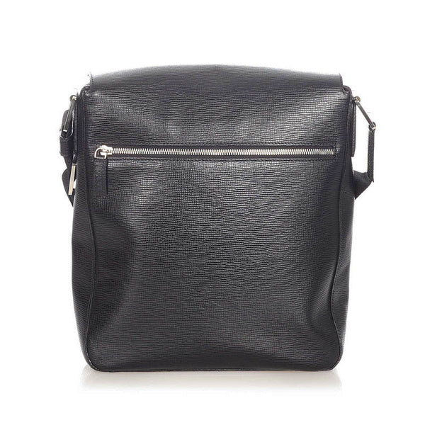 ロエベ ブラック レザー ショルダーバッグ メンズ LOEWE 【中古】