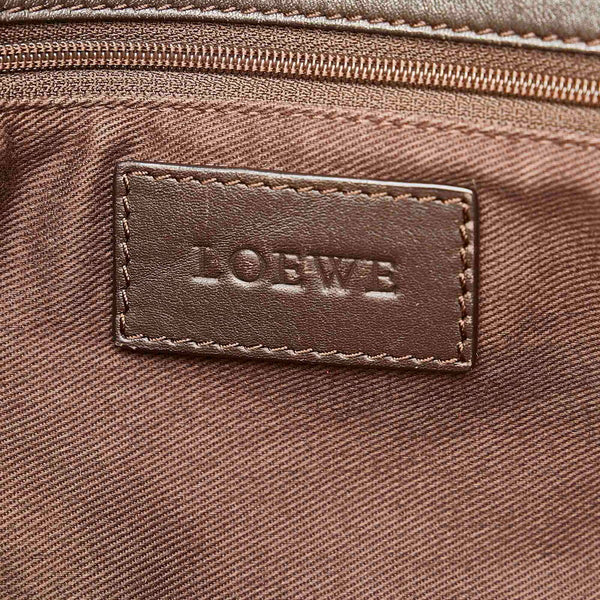 ロエベ アナグラム レッド ブラウン スウェード レザー ショルダーバッグ レディース LOEWE 【中古】