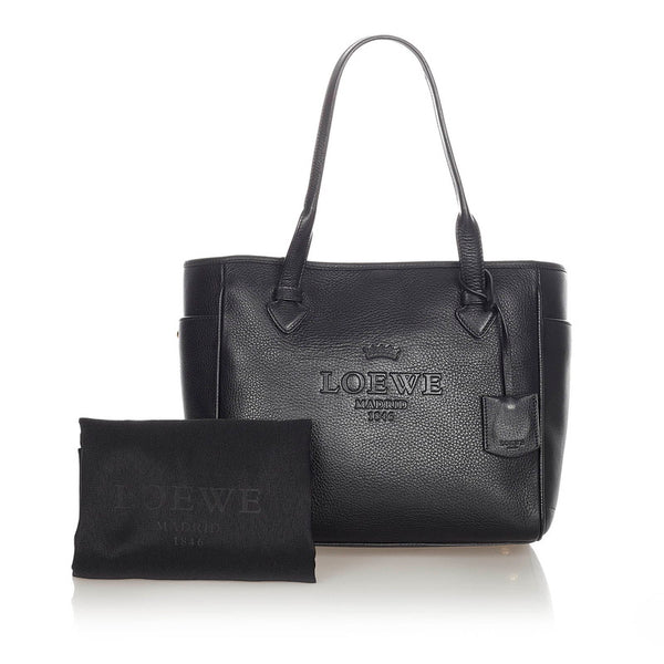 ロエベ ブラック レザー ショルダーバッグ トートバッグ レディース LOEWE 【中古】