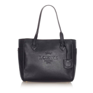 ロエベ ブラック レザー ショルダーバッグ トートバッグ レディース LOEWE 【中古】