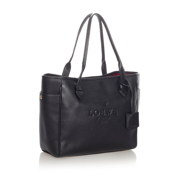 ロエベ ブラック レザー ショルダーバッグ トートバッグ レディース LOEWE 【中古】