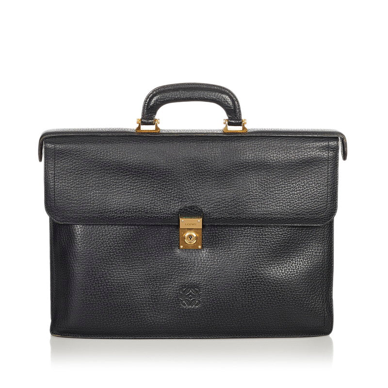 ロエベ ブラック レザー ビジネスバッグ メンズ LOEWE 【中古】