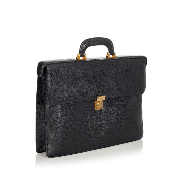 ロエベ ブラック レザー ビジネスバッグ メンズ LOEWE 【中古】