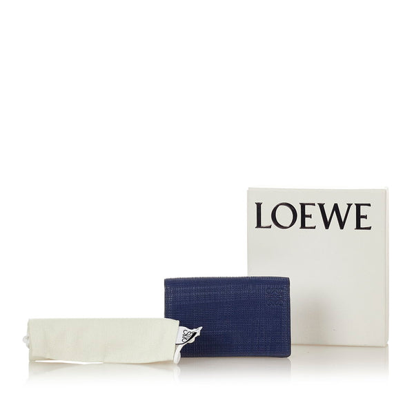 ロエベ LINEN  10188M97-0030-5110 ネイビーブルー レザー カードケース メンズ LOEWE 【中古】