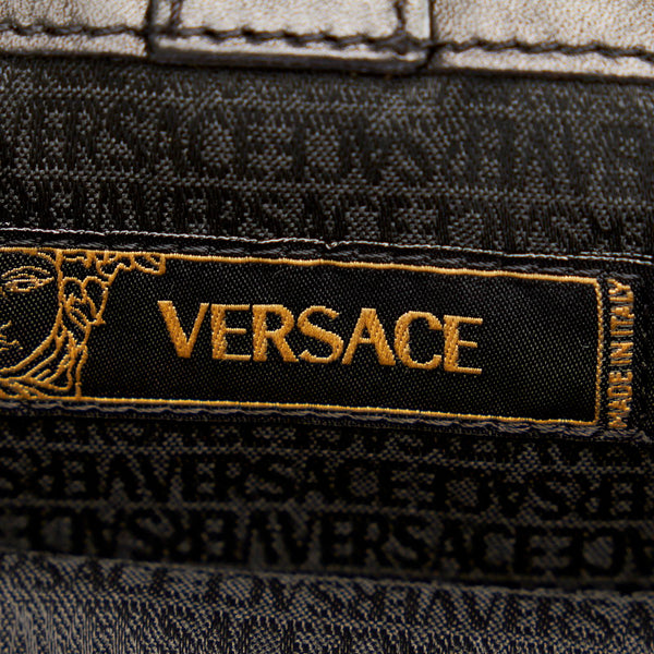 ヴェルサーチェ ブラック レザー クラッチバッグ メンズ VERSACE 【中古】