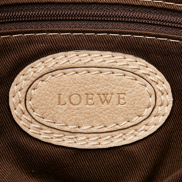 ロエベ アナグラム ベージュ レザー ショルダーバッグ レディース LOEWE 【中古】