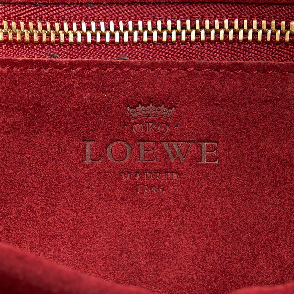 ロエベ アマソナ35 ハンドバッグ ブラウン ピンク レザー エナメル レディース LOEWE 【中古】