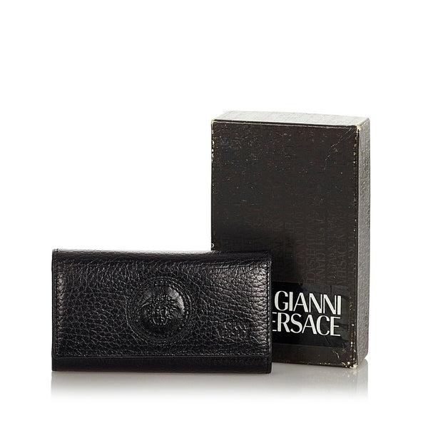 ヴェルサーチェ メデューサ ロゴ ブラック レザー キーケース メンズ VERSACE 【中古】