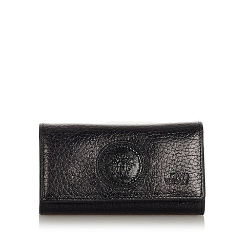 ヴェルサーチェ メデューサ ロゴ ブラック レザー キーケース メンズ VERSACE 【中古】