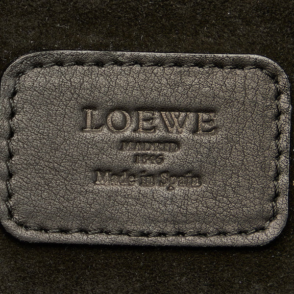 ロエベ アマソナ36 メタリックシルバー レザー ハンドバッグ レディース LOEWE 【中古】