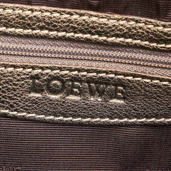 ロエベ センダ カーキ メタリック レザー ハンドバッグ レディース LOEWE 【中古】