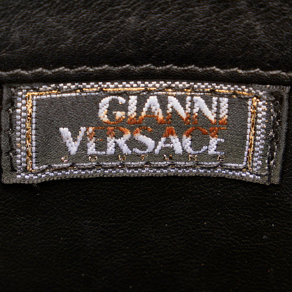 ヴェルサーチェ ブラック レザー ハンドバッグ レディース VERSACE 【中古】