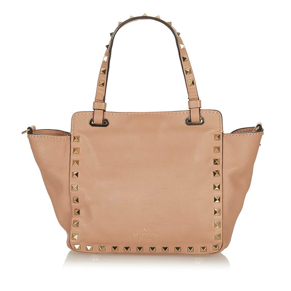 ヴァレンティノ スタッズ ピンク レザー ハンドバッグ ショルダーバッグ 2WAY レディース VALENTINO 【中古】