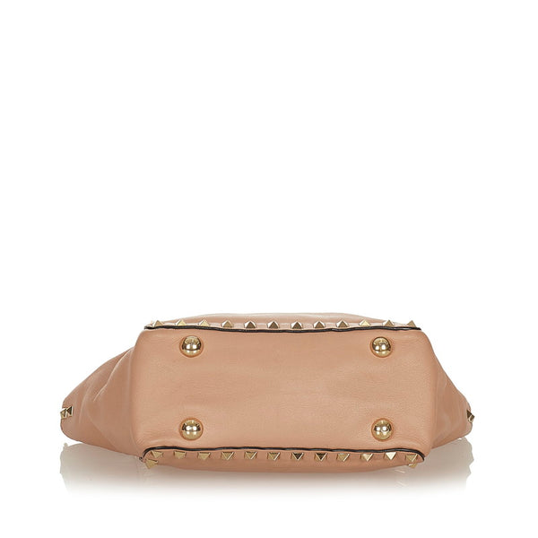 ヴァレンティノ スタッズ ピンク レザー ハンドバッグ ショルダーバッグ 2WAY レディース VALENTINO 【中古】