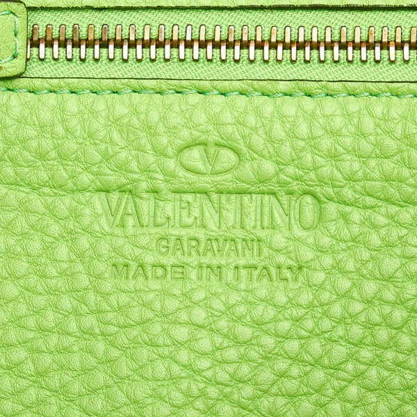 ヴァレンティノ スタッズ ネオン グリーン レザー ハンドバッグ ショルダーバッグ 2WAY レディース VALENTINO 【中古】