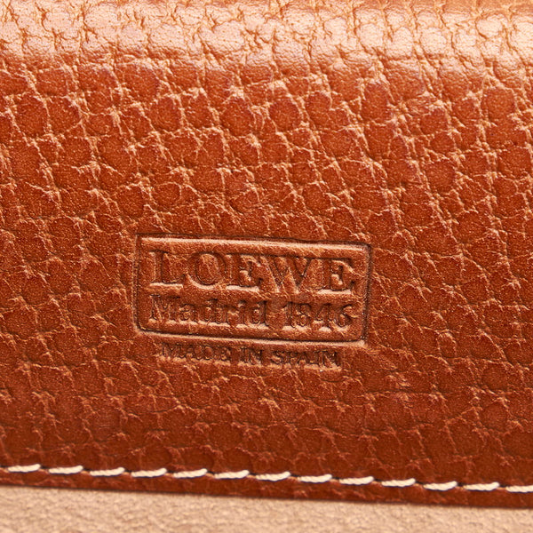 ロエベ アナグラム ブラウン レザー ビジネスバッグ メンズ LOEWE 【中古】