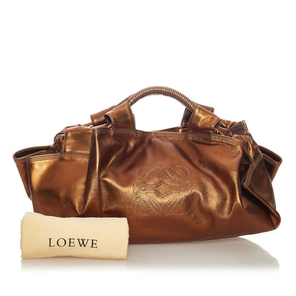 ロエベ アナグラム ナッパアイレ ハンドバッグ ゴールド レザー レディース LOEWE 【中古】