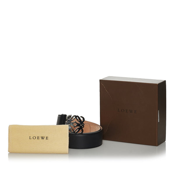 ロエベ アナグラム ブラック レザー ベルト メンズ LOEWE 【中古】