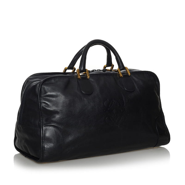 ロエベ アマソナ ブラック レザー ボストンバッグ メンズ LOEWE 【中古】