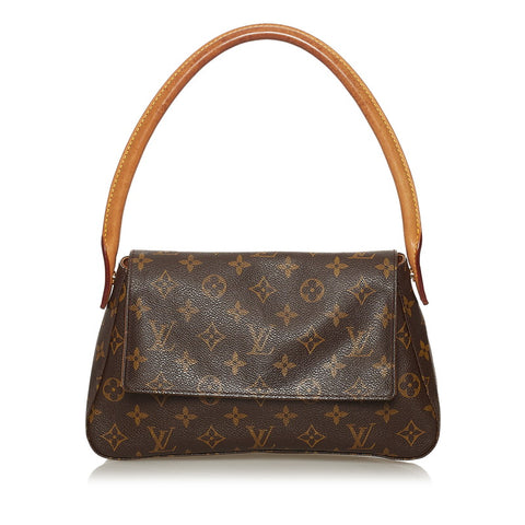 ルイ ヴィトン モノグラム ミニルーピング M51147 ブラウン PVC レザー ショルダーバッグ レディース LOUIS VUITTON 【中古】